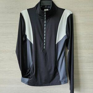 Victorias Secret Pink Womens Quarter-Zip Pullover Long Sleeve Black White Size L